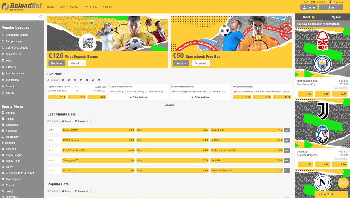 Ponuda za kladjenje kladionice Reloadbet